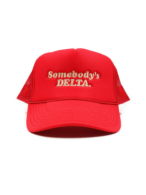 
                
                    Load image into Gallery viewer, Somebody&amp;#39;s Delta. Trucker hat
                
            